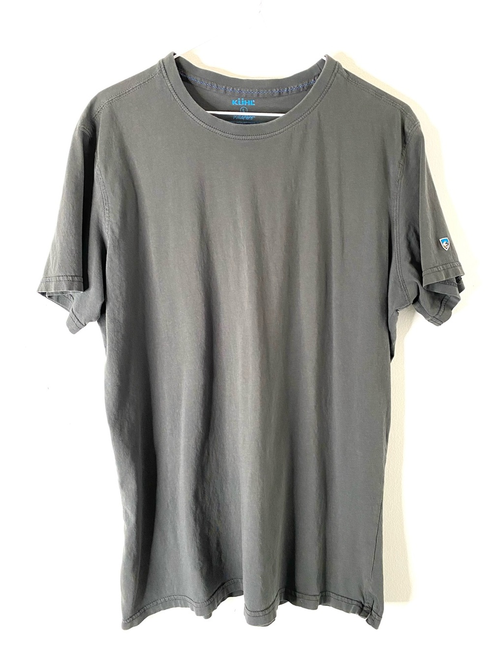 KUHL Wildfibre Organic Cotton Grey Crew Neck Tee Split Hem Short Sleeve Top